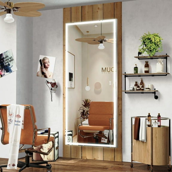 ANYHI 72X32 Inch Oversized LED Bathroom Wall Mounted Mirror,Aluminum Frame Wall Mirror Large Full Body Mirror with Lights for Bedroom, Living Room, Silver