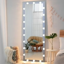 ANYHI Full Length Mirror with Lights 63 x 24 Inch LED Mirror Full Length with Dimmable Lights Full Body Standing Floor Mirror Lighted Full Length Mirror Wall-Mount/Lean Against Wall (Silver