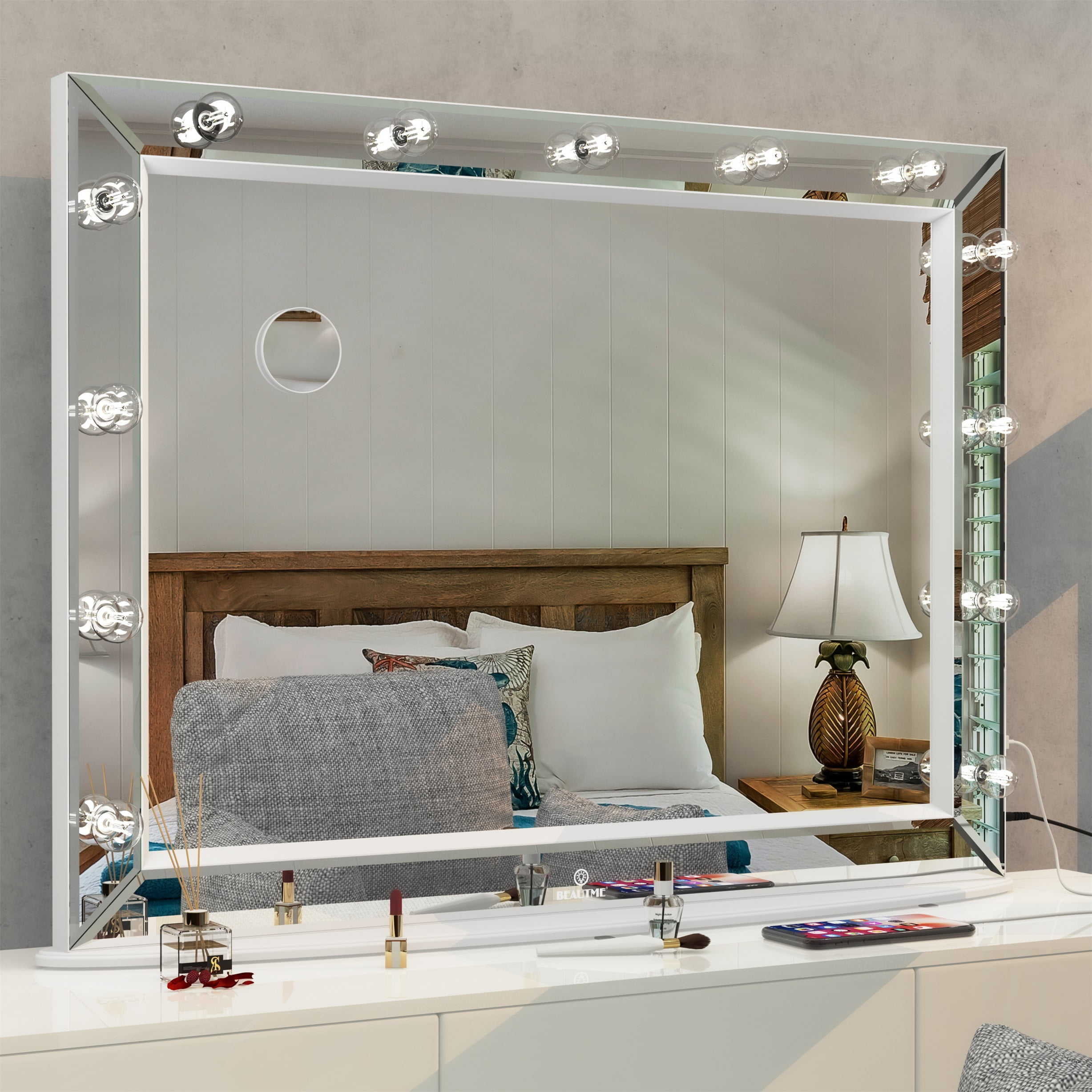 WEILY Hollywood Makeup Mirror with Lights,Large Lighted Vanity Mirror with  3 Color Light & 12 Dimmable Led Bulbs,Smart Lighted Touch Control Screen 