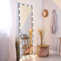 Los espejos de dormitorio Samantha, espejos grandes para sala  elegantes-Color:Silver,Size:Floor 