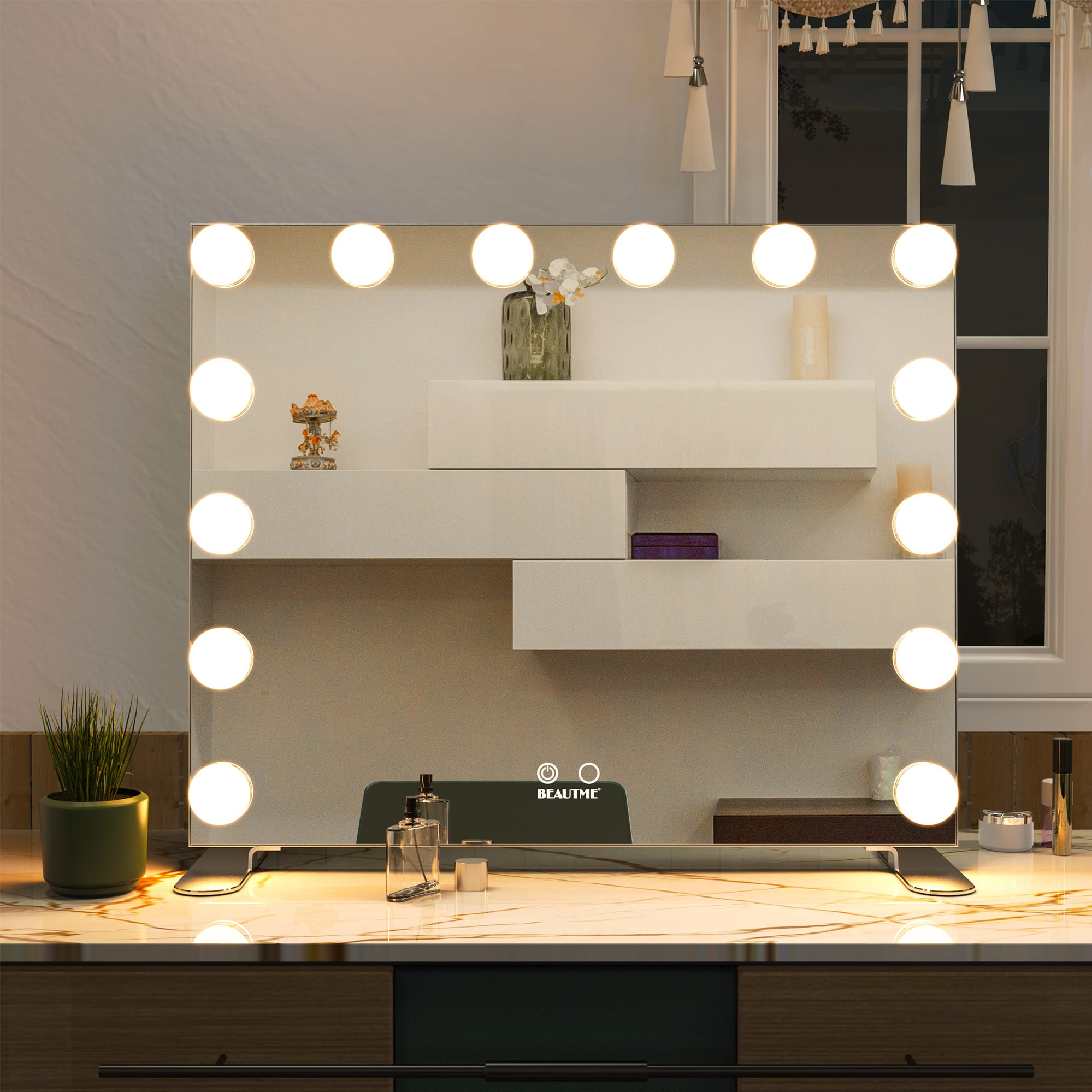 ANYHI LED Vanity Makeup Mirror with Lights, Large Bulb, Wall Mount ...