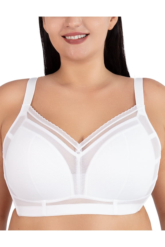Minimizer Bras for Women Full Coverage No Underwire Plus Size Wireless Bras with Support and Lift (White, 42F)