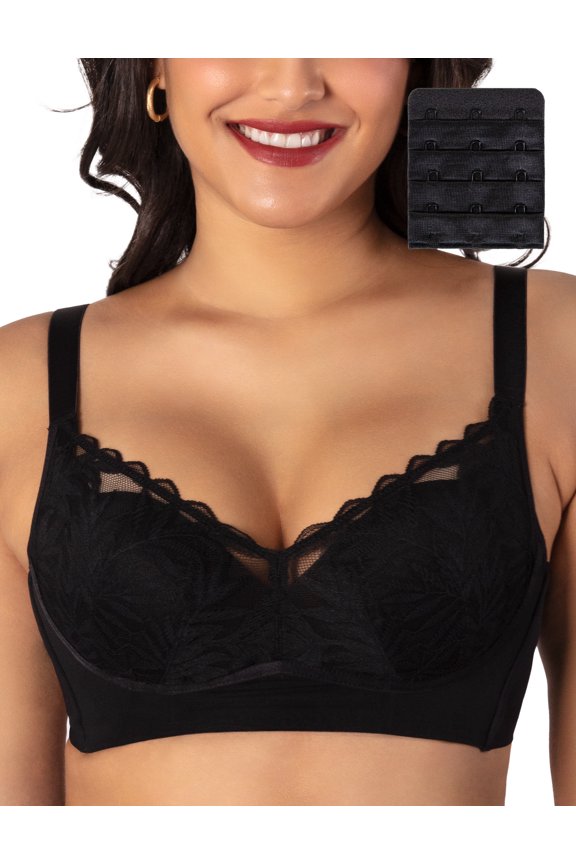 Minimizer Bras for Women Full Coverage No Underwire Sexy Lace Plus Size Wireless Bras with Support and Lift (Black, 44G)