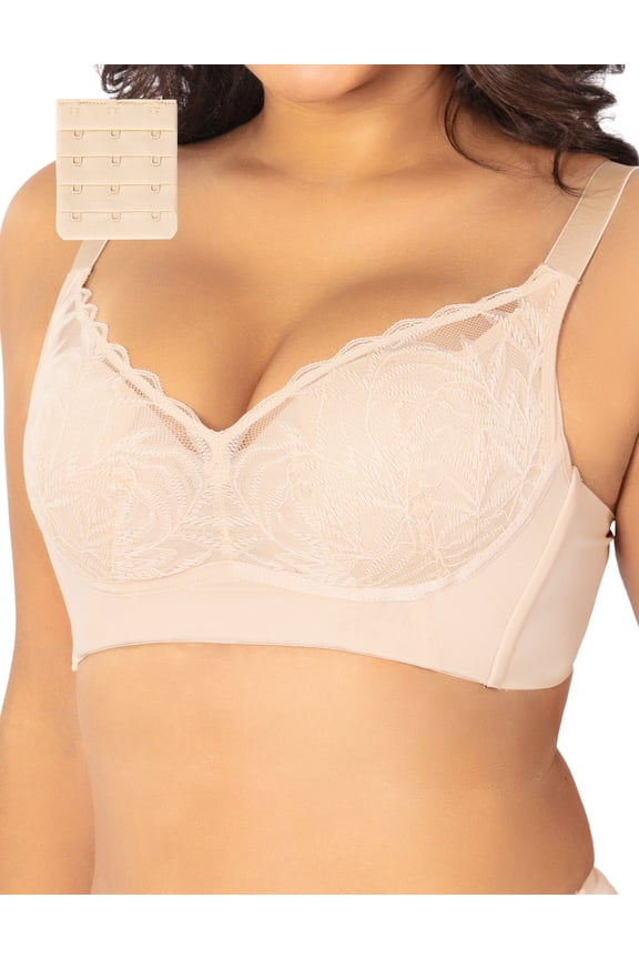 Lace Wireless Plus Size Minimizer Bras for Women No Underwire Bras with Support and Lift (Nude, 40DDD)