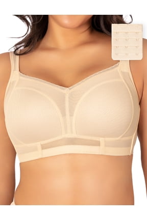 Wireless Full Coverage Minimizer Bras for Women No Underwire Plus Size Full Figure Bras with Support and Lift (Nude, 44DD)