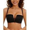 thumbnail image 1 of ANYIRIS Push Up Bras for Women Add 1 Cup Wireless Lace Balconette Demi Plunge Multiway Comfort Everyday T-Shirt Bra Black 34C, 1 of 8
