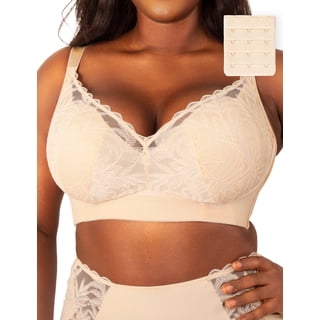 ANYIRIS Wireless Plus Size Minimizer Bras for Women No Underwire Lace Bras with Support and Lift (Nude, 40C)
