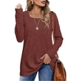 thumbnail image 1 of ANYJOIN Long Sleeve Shirts for Women Square Neck Fall Tops Lightweight Tunic Sweaters, 1 of 5