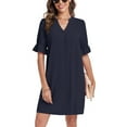 thumbnail image 1 of ANYJOIN Women Summer Dresses V Neck Ruffle Short Sleeve Sundress Casual Shift Dress, 1 of 5