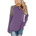 thumbnail image 1 of ANYJOIN Women's Casual Long Sleeve Tunic Tops Crew Neck Color Block Blouses, 1 of 2