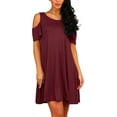 thumbnail image 1 of ANYJOIN Women's Cold Shoulder Short Sleeve Swing Mini Dress Party Dress with Pocket, 1 of 5