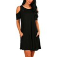 thumbnail image 1 of ANYJOIN Women's Cold Shoulder Short Sleeve Swing Mini Dress Party Dress with Pocket, 1 of 5
