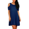 thumbnail image 1 of ANYJOIN Women's Cold Shoulder Short Sleeve Swing Mini Dress Party Dress with Pocket, 1 of 5