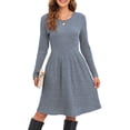 thumbnail image 1 of ANYJOIN Women's Knit Sweater Dress Long Sleeve Pleated Loose Casual Dress with Pockets Knee Length, 1 of 5