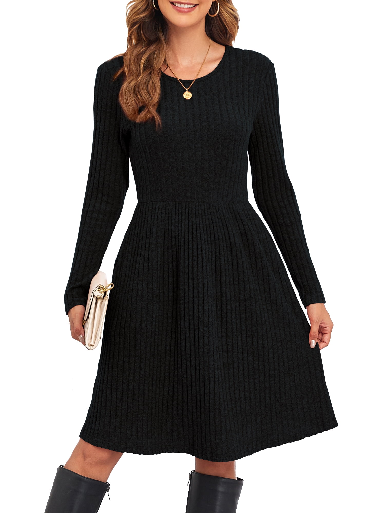Fl Backless Long Sleeve Knit Sweater Dress main image 0