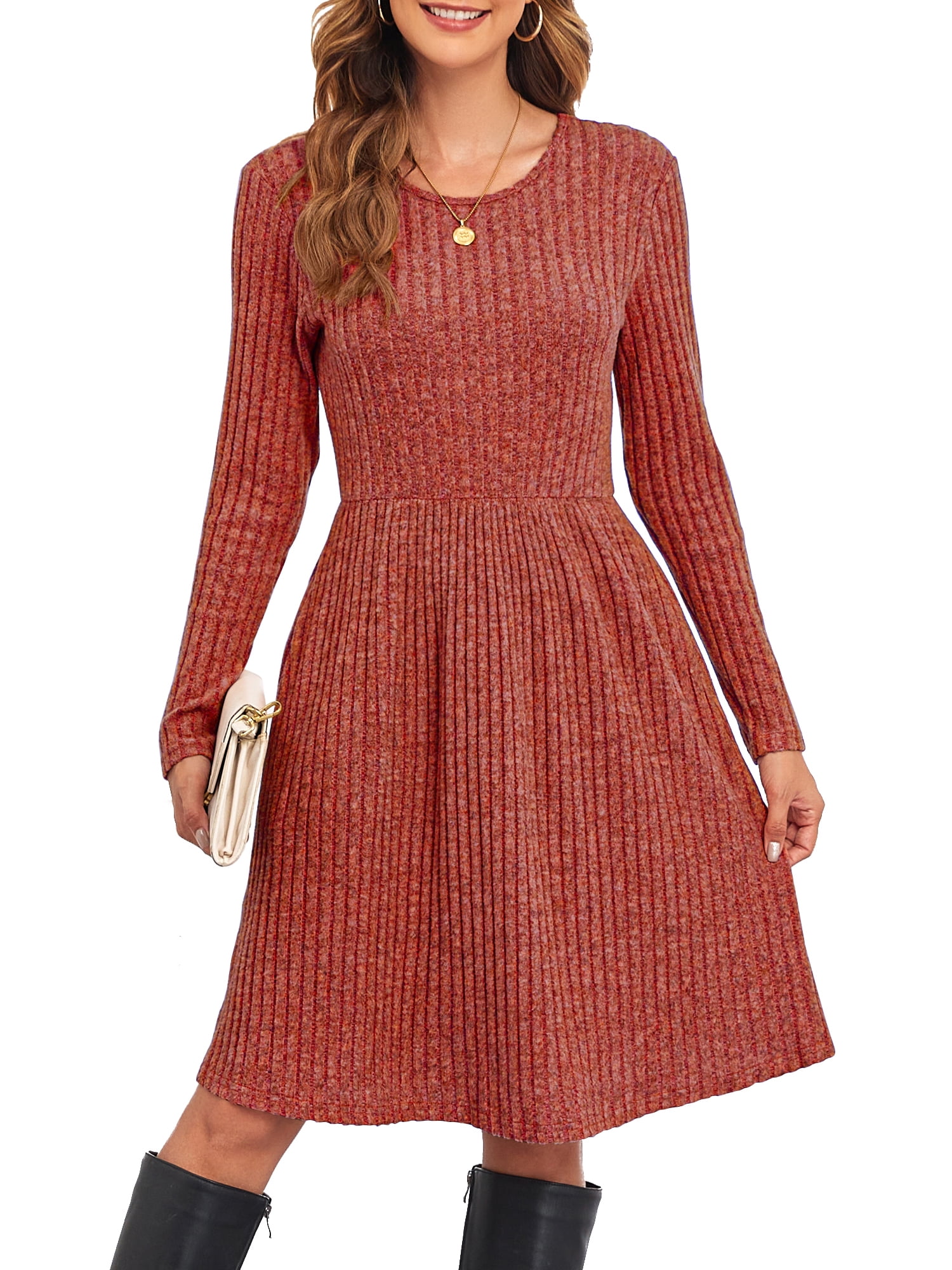 Long Sleeve Knitted Cotton Sweater Dress