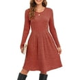 thumbnail image 1 of ANYJOIN Women's Knit Sweater Dress Long Sleeve Pleated Loose Casual Dress with Pockets Knee Length, 1 of 5