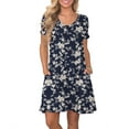 thumbnail image 1 of ANYJOIN Women's Summer Casual Dresses V Neck Short Sleeve Swing Dress with Pockets, 1 of 6