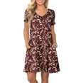 thumbnail image 1 of ANYJOIN Women's Summer Casual Dresses V Neck Short Sleeve Swing Dress with Pockets, 1 of 5