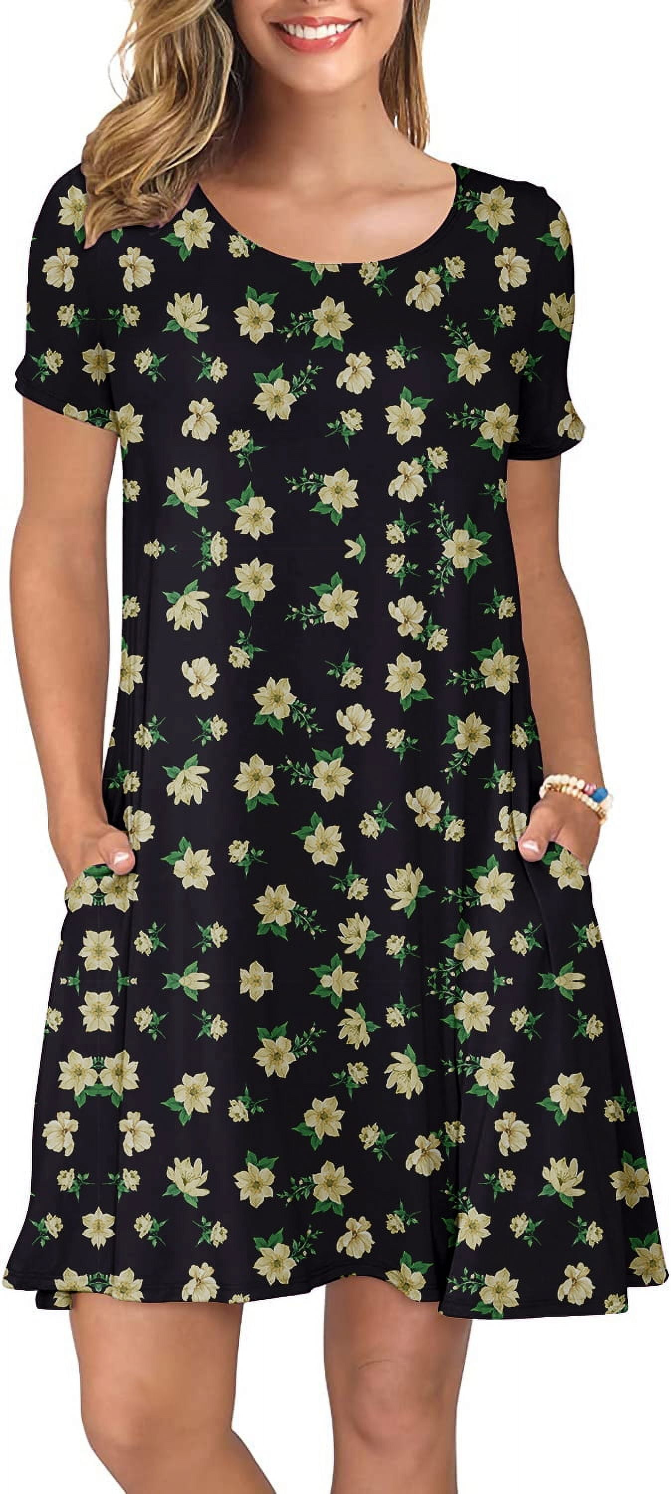 ANYJOIN Women's Summer Casual T Shirt Dresses Short Sleeve Swing Dress