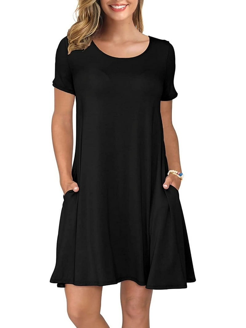 ANYJOIN Women's Summer Casual Swing T Shirt Dress with Pockets