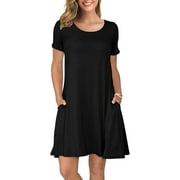 Women's Summer Casual T Shirt Dresses Short Sleeve Swing Dress Pockets XXL