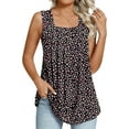 thumbnail image 1 of ANYJOIN Women's Summer Tank Tops Loose Fit Pleated Square Neck Sleeveless Blouse Tunic Tops, 1 of 5