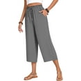 thumbnail image 1 of ANYJOIN Womens Capri Pants Loose High Waisted Wide Leg Lounge Pants Drawstring Casual Palazzo Pants Trousers with Pockets, 1 of 6