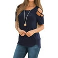 thumbnail image 1 of ANYJOIN Womens Casual Summer Tunics Tops Short Sleeve Cold Shoulder Shirts, 1 of 6