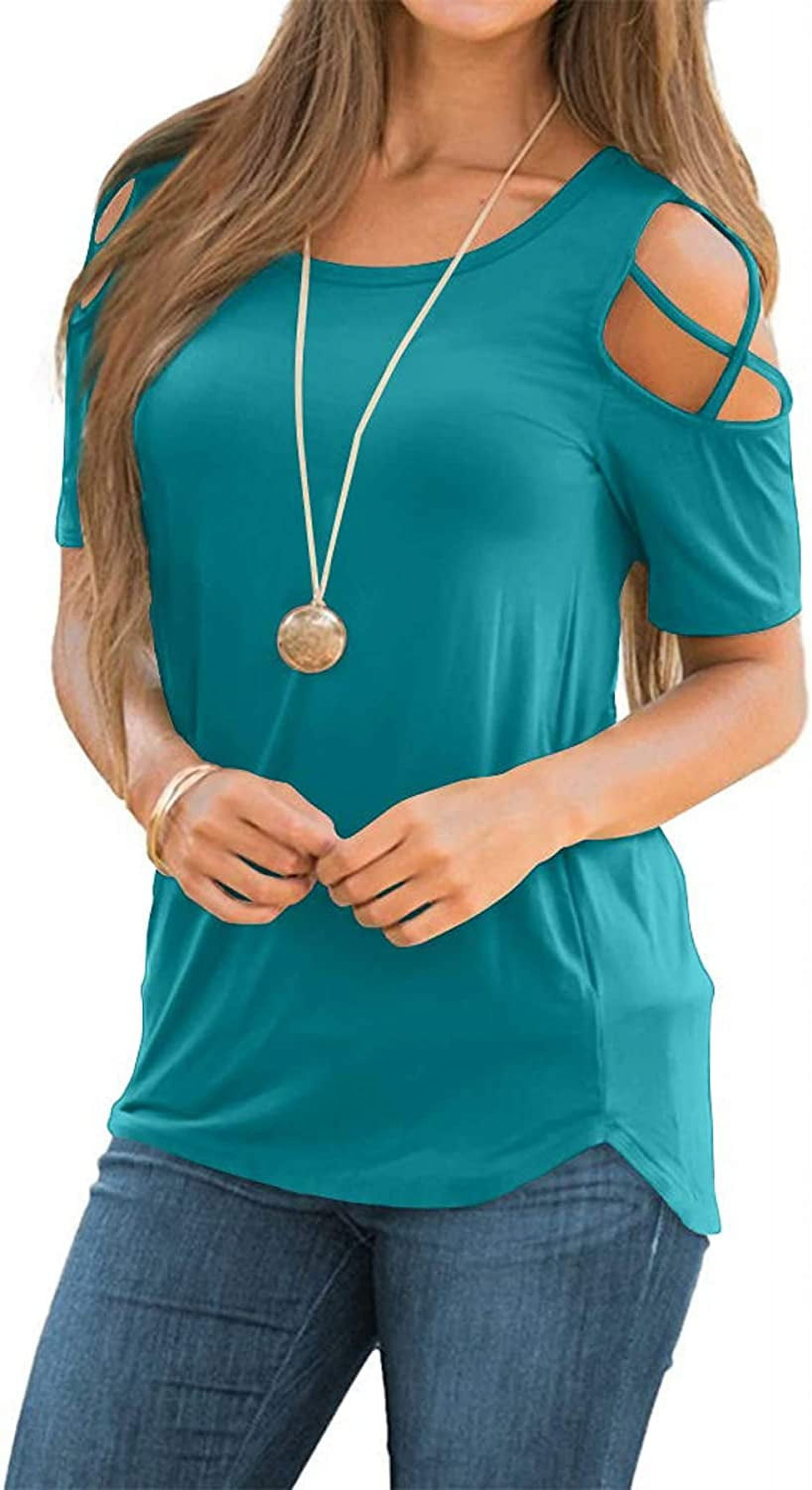 ANYJOIN Womens Summer T Shirts Strappy Short Sleeve Tunic Tops Strappy anyjoin-womens-summer-t-shirts-strappy-short-sleeve-tunic-tops-strappy