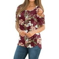 thumbnail image 1 of ANYJOIN Womens Summer T Shirts Strappy Short Sleeve Tunic Tops Strappy Cold Shoulder Blouse, 1 of 5