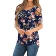 thumbnail image 1 of ANYJOIN Womens Summer T Shirts Strappy Short Sleeve Tunic Tops Strappy Cold Shoulder Blouse, 1 of 6