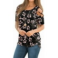 thumbnail image 1 of ANYJOIN Womens Summer T Shirts Strappy Short Sleeve Tunic Tops Strappy Cold Shoulder Blouse, 1 of 6