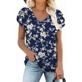thumbnail image 1 of ANYJOIN Womens Summer Tunics Tops Short Sleeve Casual T-Shirts V Neck Lightweight Cute Blouse, 1 of 4