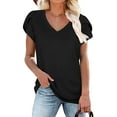 thumbnail image 1 of ANYJOIN Womens Summer Tunics Tops Short Sleeve Casual T-Shirts V Neck Lightweight Cute Blouse, 1 of 6