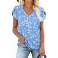 thumbnail image 1 of ANYJOIN Womens Summer Tunics Tops Short Sleeve Casual T-Shirts V Neck Lightweight Cute Blouse, 1 of 4
