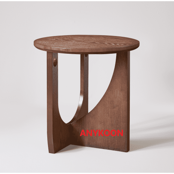 ANYKOON 19.7" Solid Wood Round End Table, 1-piece setRustic Side Table, Wooden Accent Table for Living Room Bedroom