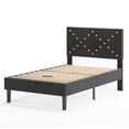 thumbnail image 1 of ANYKOON Twin Size Modern Upholstered Platform Bed Frame with Wooden Slats Support, No Box Spring Required, Easy Assembly, Black, 1 of 8