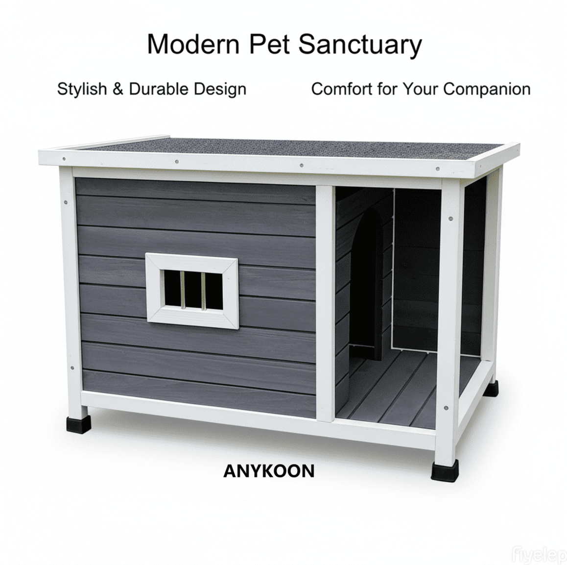 ANYKOON Waterproof Outdoor Cat House - All-Weather Shelter with Ventilated Windows, Sturdy Metal Frame and Easy Clean Roof