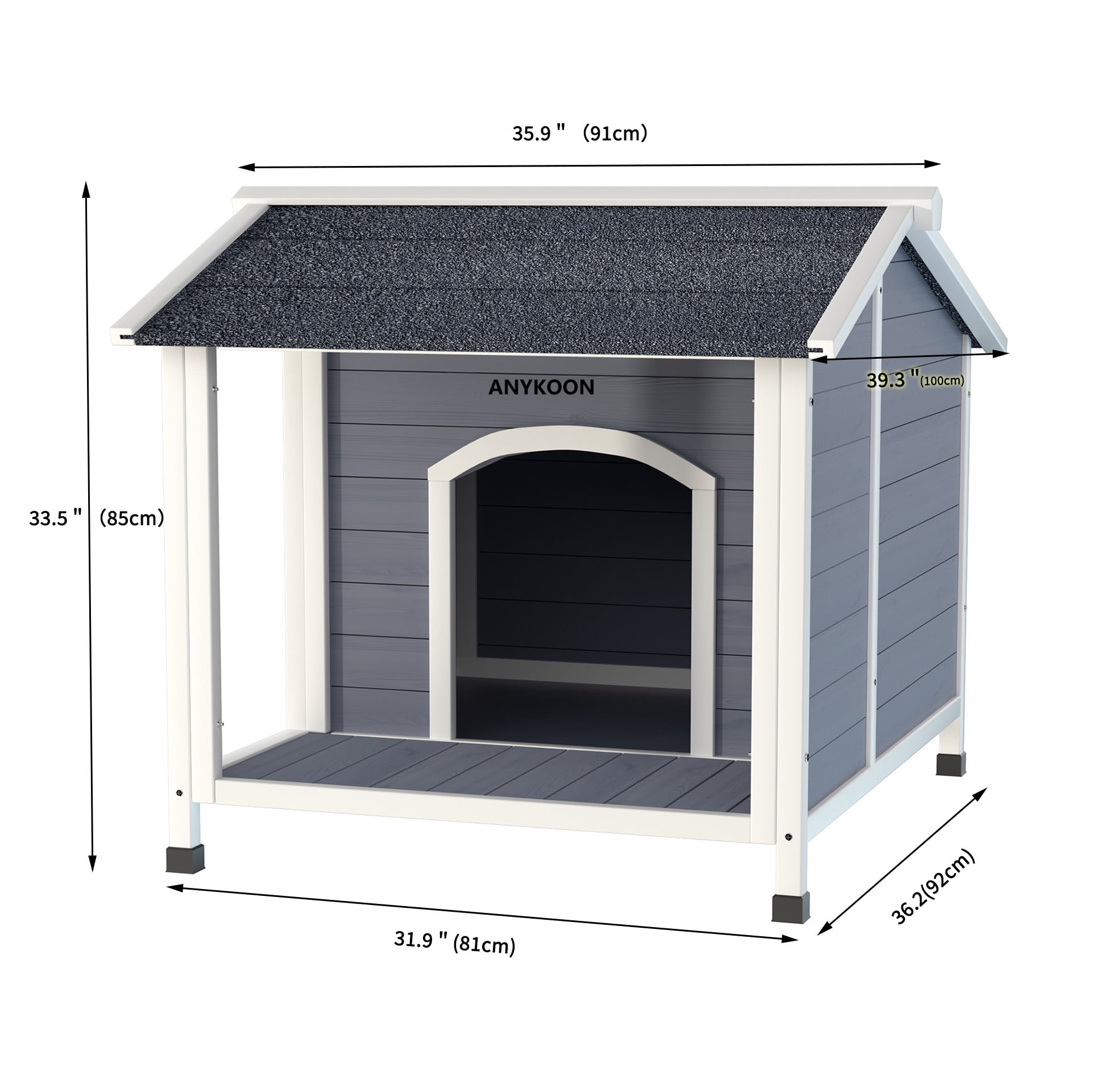 ANYKOON Wooden Dog House for Small Medium Dogs, Outdoor Weatherproof ...