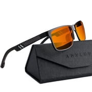 ANYLUV Blue Light Blocking Glasses Men Computer Gaming Glasses Lightweight Al-Mg Metal Anti Eyestrain Eye Protection/Orange Lens