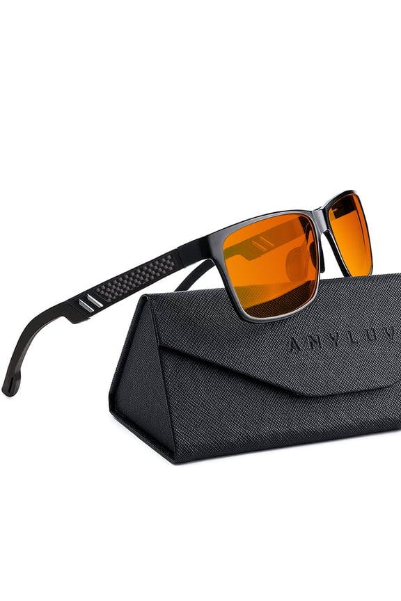Blue Light Blocking Glasses Men Computer Gaming Glasses Lightweight Al-Mg Metal Anti Eyestrain Eye Protection/Orange Lens