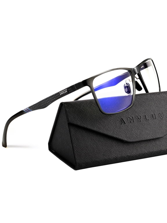 Blue Light Glasses Men, Relieve Eyestrain and Eye Protection, Al-Mg Metal Computer Blue Light Blocking Glasses