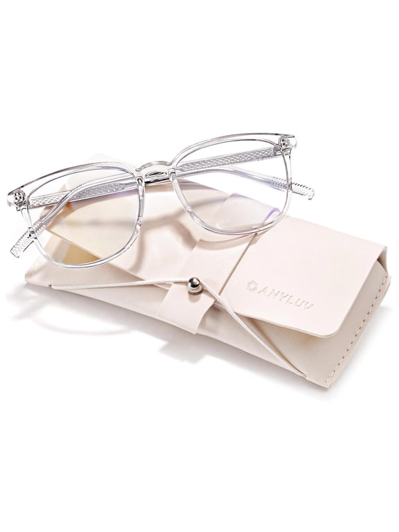 Reading Glasses for Women Blue Light Blocking Stylish Transparent Frame Computer Readers Lightweight Eyeglasses,+1.50