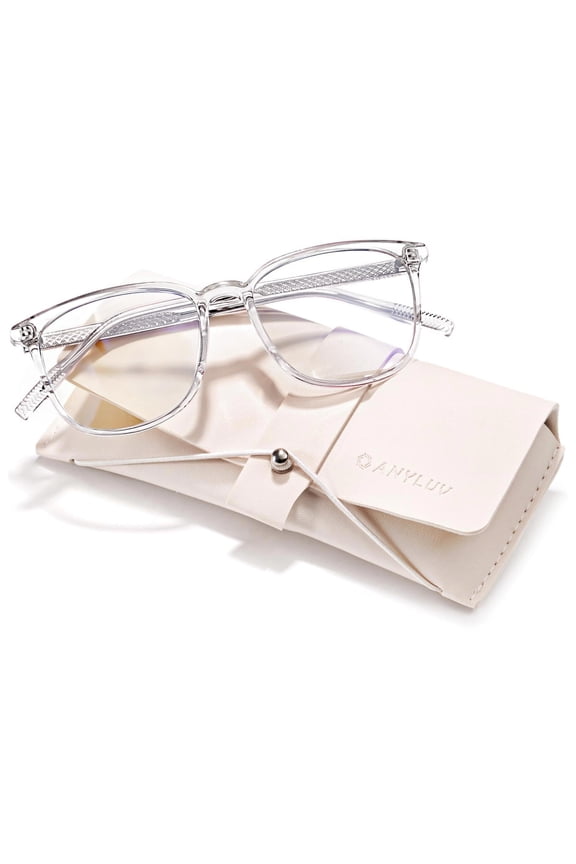 Reading Glasses for Women Blue Light Blocking Stylish Transparent Frame Computer Readers Lightweight Eyeglasses,+1.50