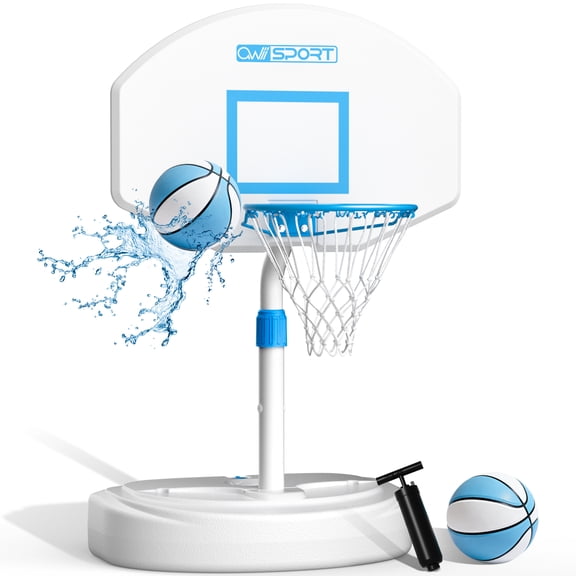 Portable Swimming Pool Basketball Hoop 36 inch, 2 Balls and Pump Included, Poolside, Durable & Sturdy, Clear Polycarbonate Backboard