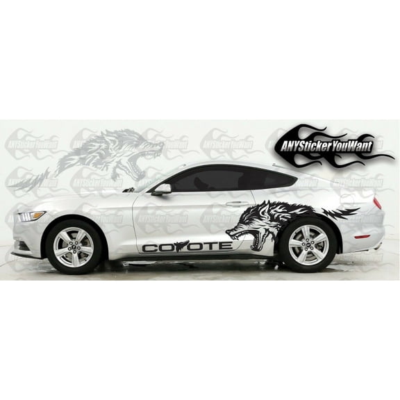 ANYStickerYouWant - Angry Coyote Side Graphic Vinyl Decal FITS on and Compatible with Ford Mustang