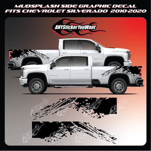 ANYStickerYouWant - Mud Splash Vinyl Side Graphic Decal Fits on and Compatible with Chevrolet Silverado 2010-2020