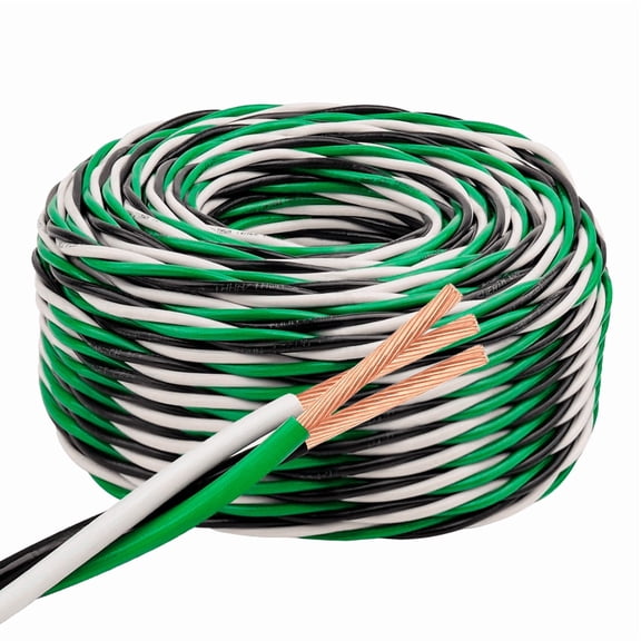 12 AWG THHN Twisted Stranded Copper Wire 3 Conductors (Black White Green) PVC/Nylon Jacket - 100Ft