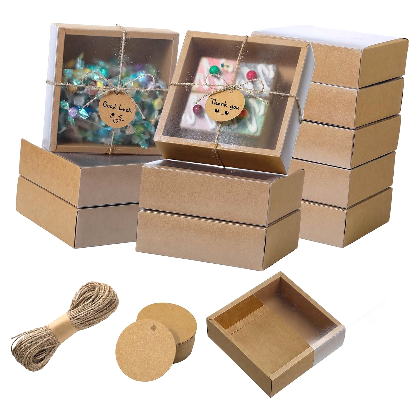 ANYWAY.GO 50 Sets Boxes Rectangle Paper Drawer Box with Window Homemade ...